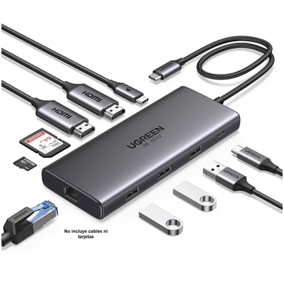 HUB USB-C (Docking Revodok Pro 210) 10 en 1 | 2 Puertos HDMI