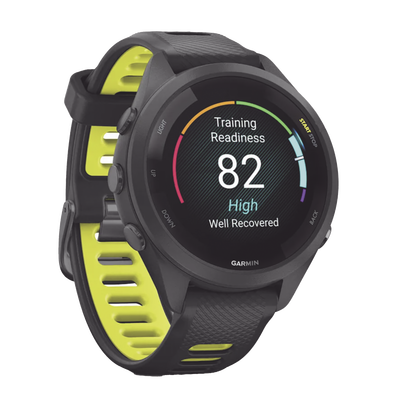 Forerunner® 265S, Bisel y carcasa en negro con correa de