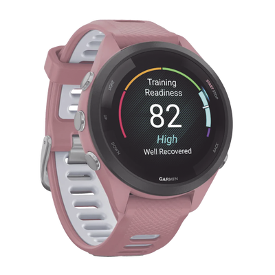 Forerunner® 265S, Bisel negro con carcasa en rosa y correa