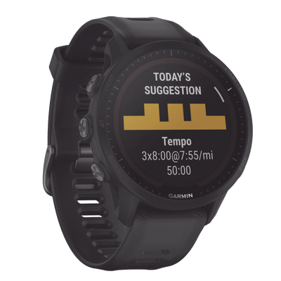 Reloj Garmin Forerunner 955 solar color negro en correa de