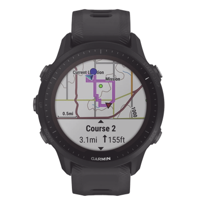Reloj Garmin Forerunner 955 solar color negro en correa de