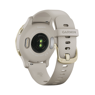 Reloj Garmin Venu 2S color beige en bisel de acero
