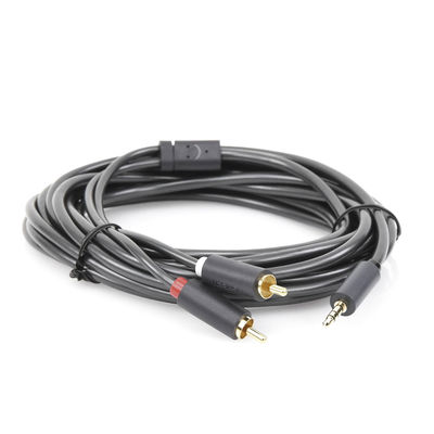 Cable Adaptador de 3.5mm Macho a 2 RCA Macho / 5 Metros /