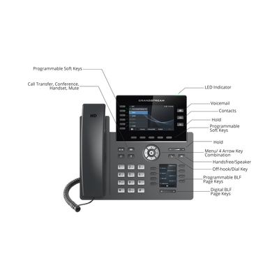 Teléfono IP Wi-Fi, Grado Operador, 6 líneas SIP con 6