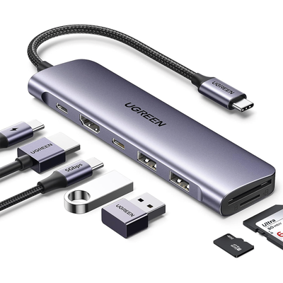 HUB USB-C (Docking Revodok) 7 en 1 | 2 USB-A 3.0 | 1 USB-C
