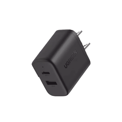 [45303] Cargador Rápido UGREEN 20W 2 Puertos USB-C y USB-A Negro