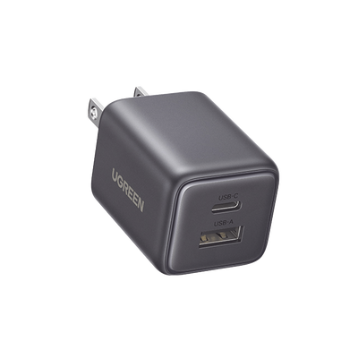 Cargador Rápido UGREEN 20W GaN con USB-C y USB-A Dual