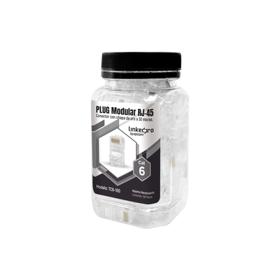 [TC6-100] LinkedPro TC6-100 Plug Modular RJ45 Cat6 100 Piezas 30µ Oro
