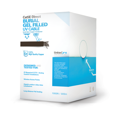 [PRO-CAT-5E-GELX] Cable UTP Cat5e con Gel Exterior 305 m Negro Doble Forro Intemperie