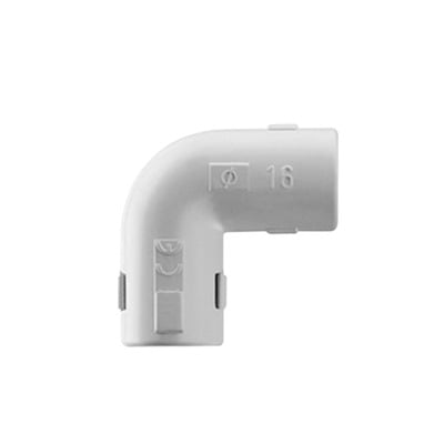 Codo PVC Autoextinguible 16 mm para Unión en L de Tubería Rígida