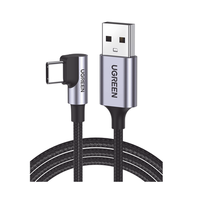 Cable USB-A a USB-C 90° 1m, Nylon Trenzado, Carga Rápida 60W