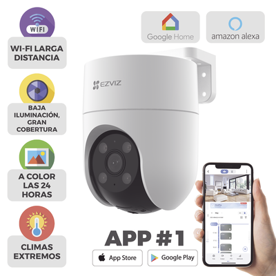 Cámara PT WiFi EZVIZ CS-H8C 2MP 360° IP65 Audio Luz Sirena Exterior