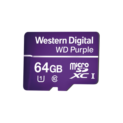 Memoria microSD de 64GB PURPLE, especializada para videovigilancia