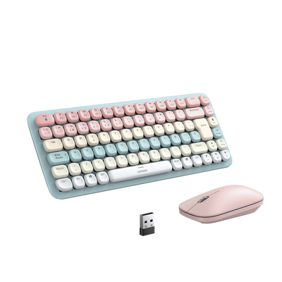 [25178] PAQUETE DE TECLADO Y MOUSE INALÁMBRICO UGREEN ROSA