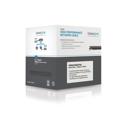 [PRO-CAT-6-EXT-V2] Cable FTP Cat6 305 m Exterior Negro 23 AWG LINKEDPRO