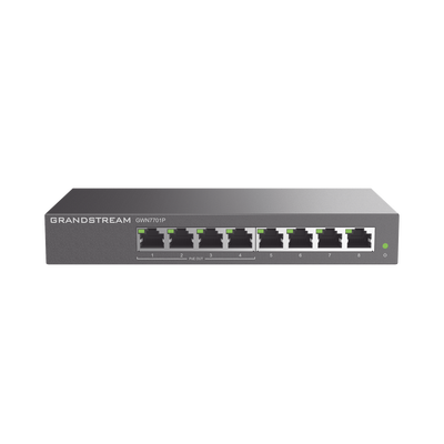 [GWN7701P] Switch PoE+ Gigabit No Administrable, 8 Puertos, 4 PoE+, 60W