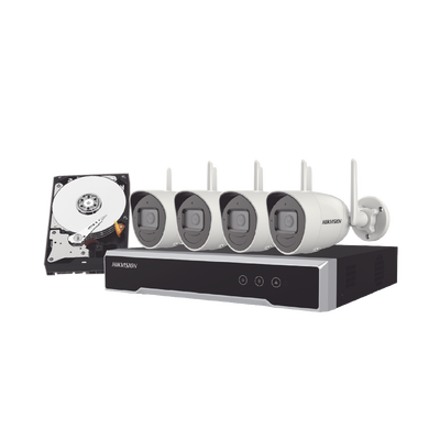 [NK42W0H-1T(WD)(D)] Kit IP Inalámbrico 1080p con NVR 4 Canales y 4 Cámaras Bala Exterior