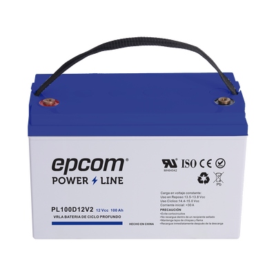 [PL100D12V2] Batería AGM 12 V 100 Ah con terminal T4 y certificación UL
